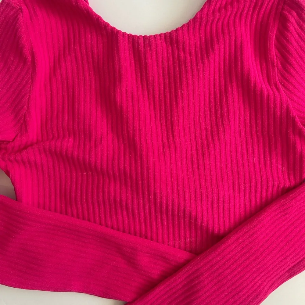 Andie Swin Ribbed Magenta Pink long Sleeve Top